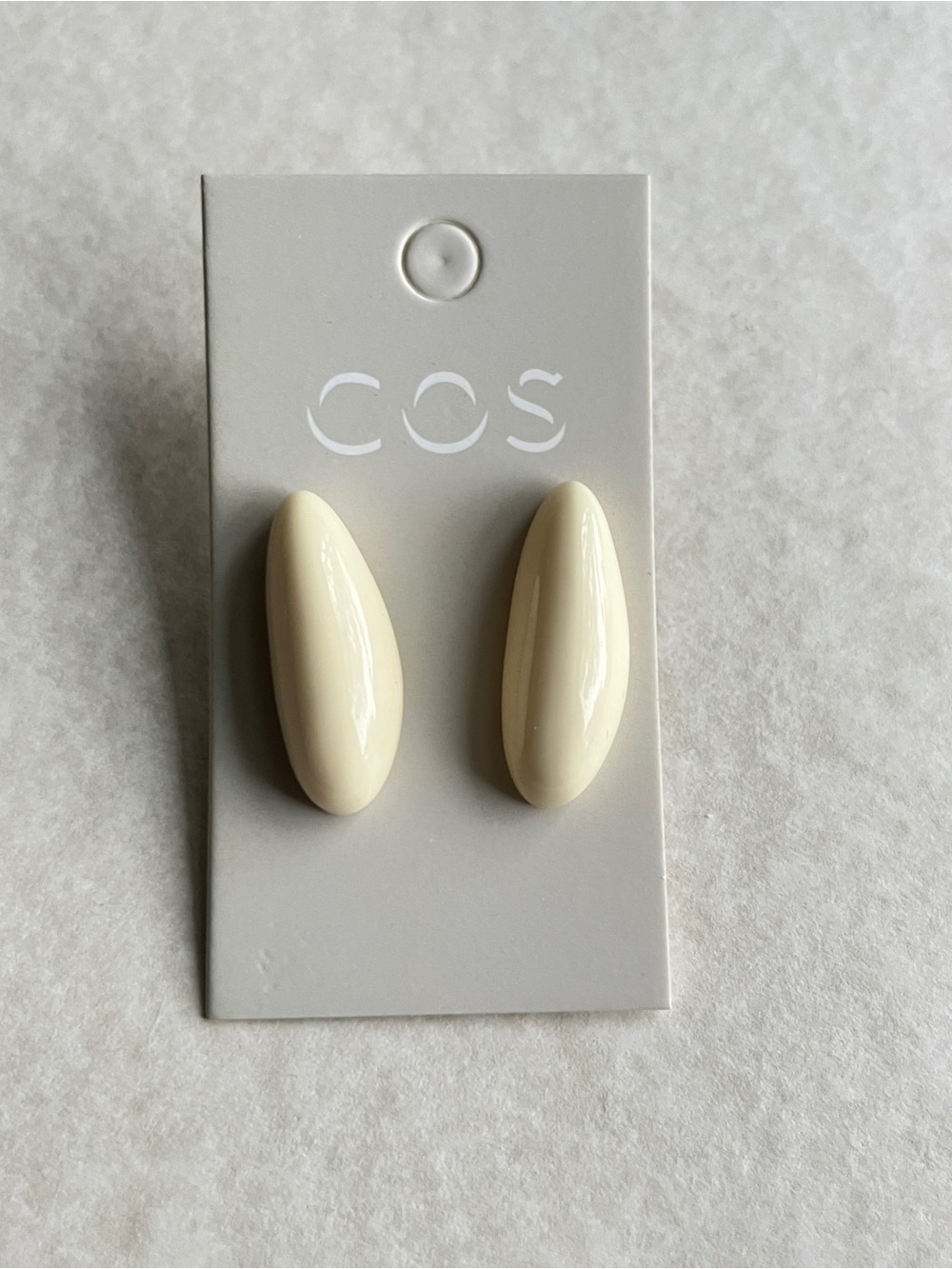 COS Cream Oval Resin Clip-On Earrings - Smooth Gloss Finish